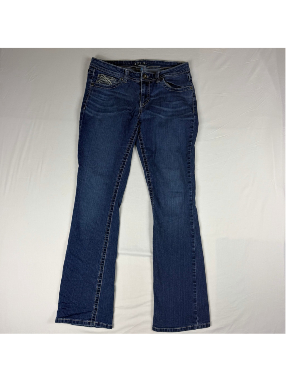 Apt 9 Modern Bootcut Jeans Women 8 Blue Stretch Rhinestone Pocket Y2K Western